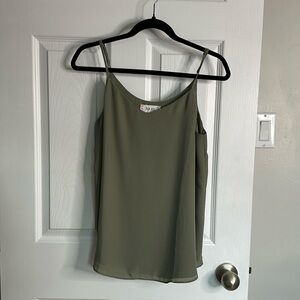 Size large pink rose double layered camisole 100% polyester army green
